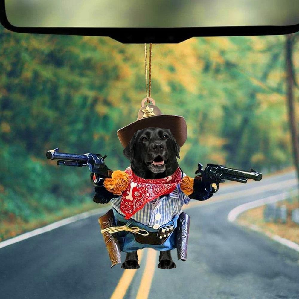 Black Labrador Cowboy Hanging Ornament Best Christmas Gift, Black Lab Ornament Personalized, Black Lab Gifts for Woman, Dog Ornament