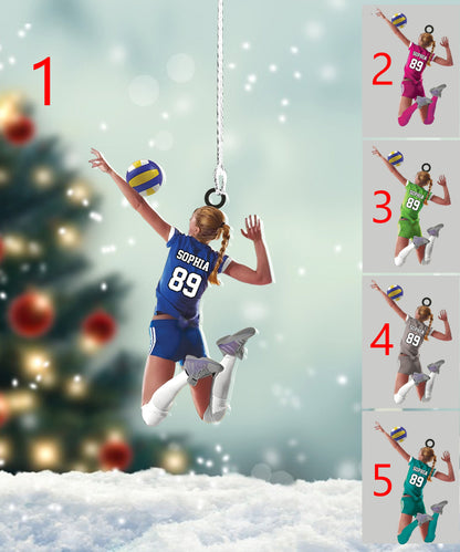 Personalized Volleyball Player Christmas Ornament, Custom Name Number Volleyball Girl Ornament|Volleyball Team Gift, Volleyball Lover Gifts.