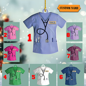 Personalized Nurse Scrubs 2D Flat Ornament, Nurse Life Ornament, Nurse Lover Ornament, Gift For Nurse,Nurse Appreciation Gift,Nurse Keepsake