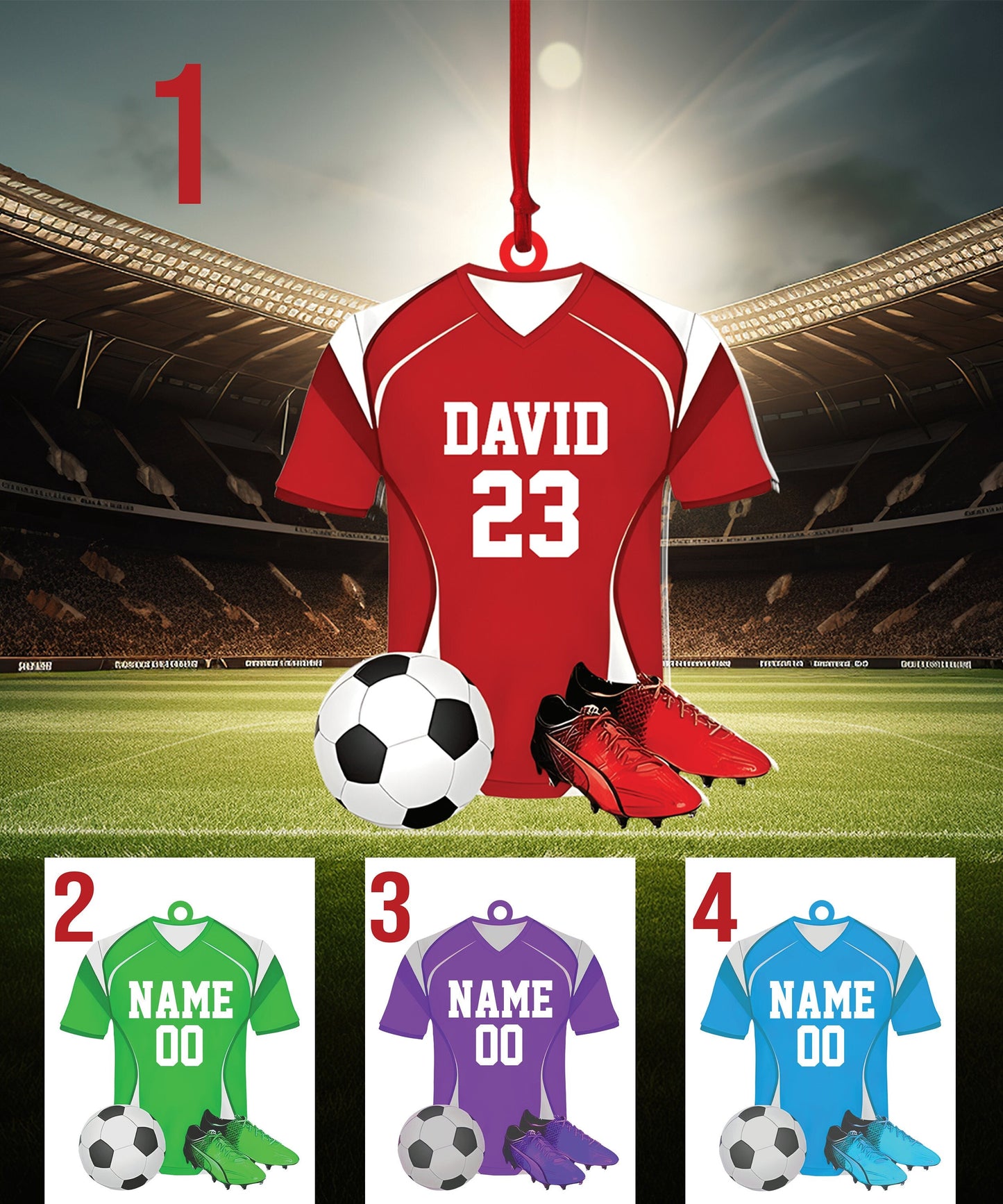 Personalized Soccer Uniform Christmas Ornament|Custom Soccer Jersey Shoes Ornament|Christmas Gift For Soccer Lovers|Soccer Team Gifts.