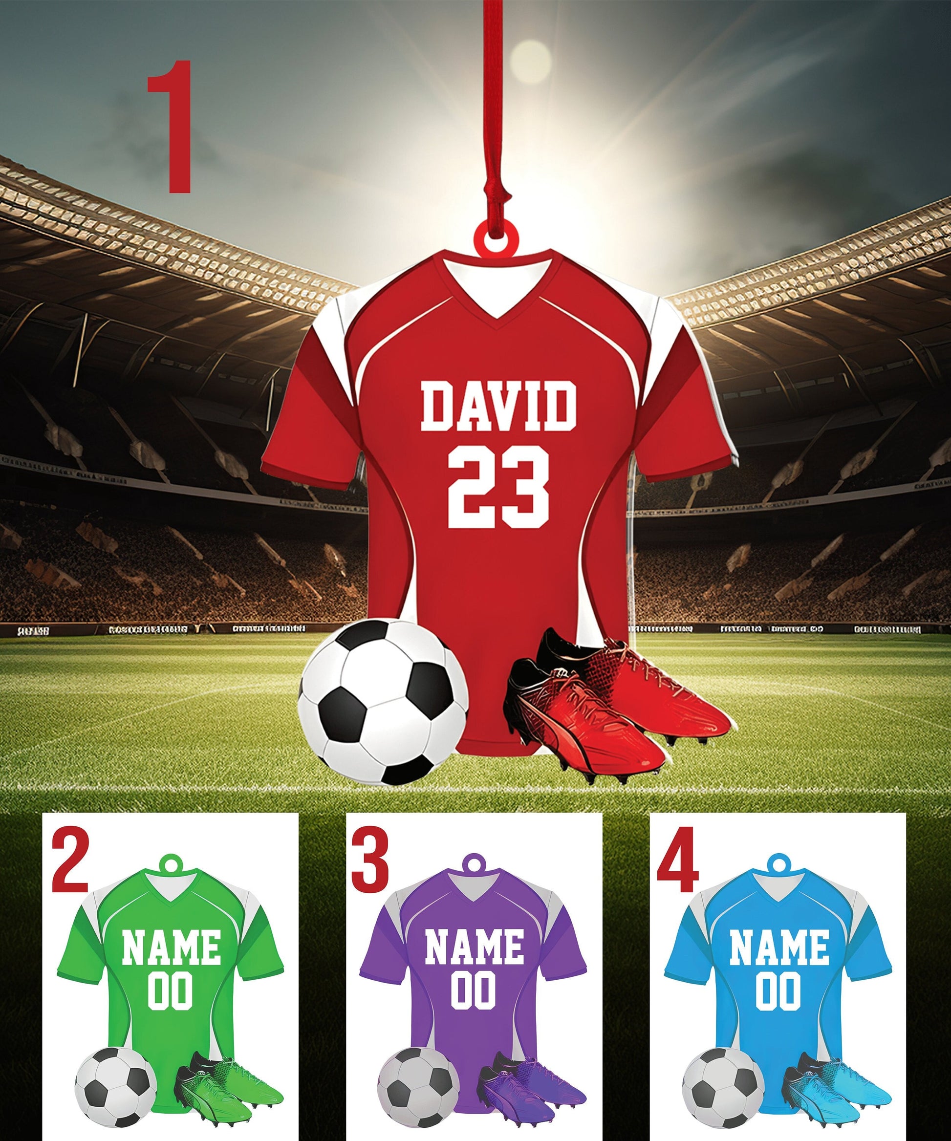 Personalized Soccer Uniform Christmas Ornament|Custom Soccer Jersey Shoes Ornament|Christmas Gift For Soccer Lovers|Soccer Team Gifts.