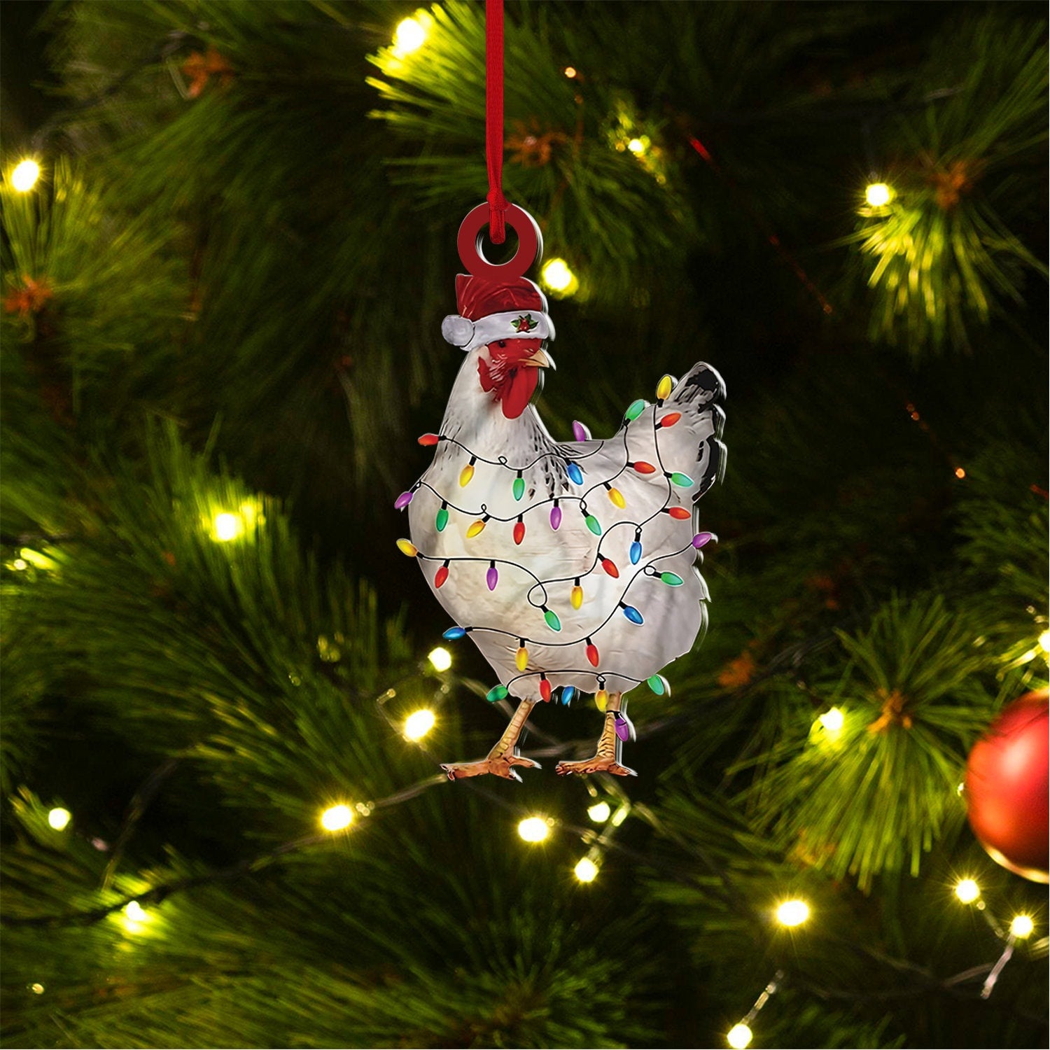 Chicken Christmas Ornament For Farmer, Shape Chicken Ornament, Rooster Car Hanging, Farm Hen Lovers Gift, Farmer Xmas Gift.