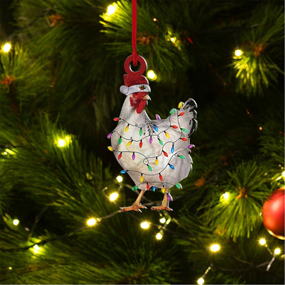 Chicken Christmas Ornament For Farmer, Shape Chicken Ornament, Rooster Car Hanging, Farm Hen Lovers Gift, Farmer Xmas Gift.