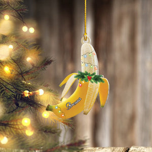 Banana Christmas Acrylic Ornament, Banana Xmas Tree Ornament Decor, Banana Hanging Ornament, Banana Lovers Christmas gift, Food Lover Gift.