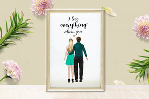 Personalized Picture Personalised Unique Couple Print, Custom Couple Gift, His And Hers Gift, Boyfriend Gift, Girlfriend Gift, Anniversary Present, Valentines Day Gift