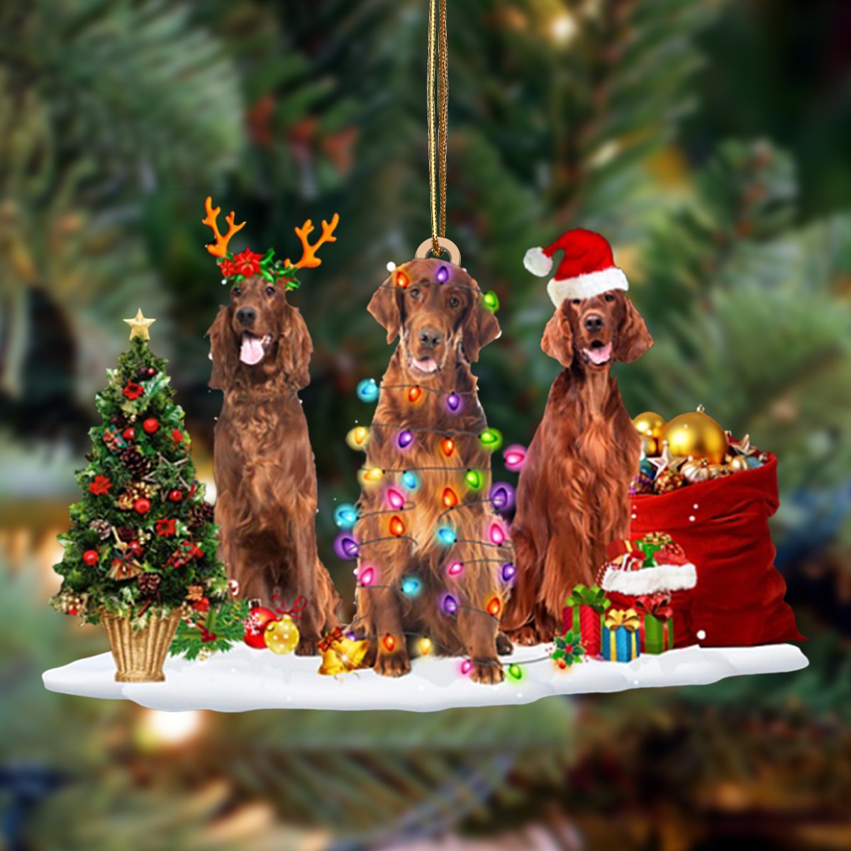 Irish Setter-Christmas Dog Friends Hanging Ornament - Best gifts your whole family