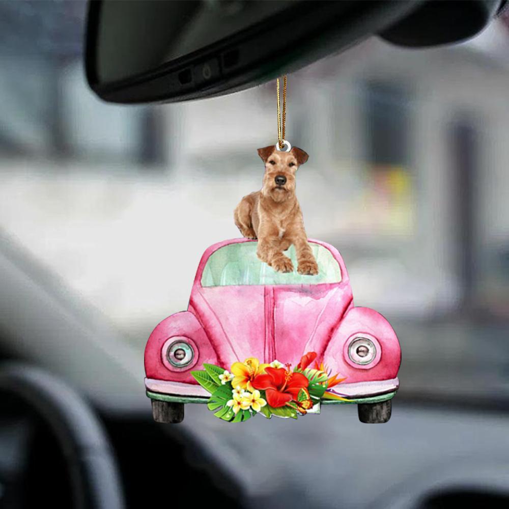 Irish Terrier-Pink Hippie Car-Two Sided Ornament - Best gifts your whole family