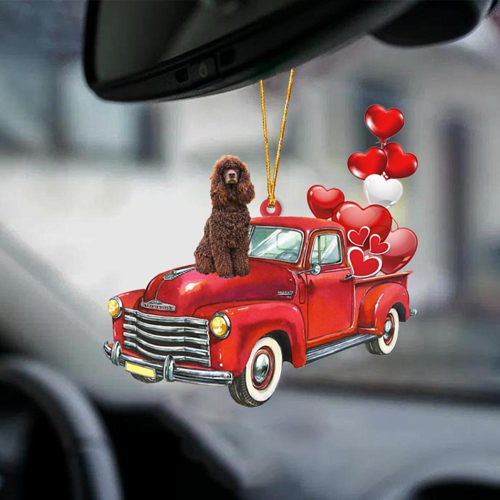 Irish Water Spaniel-Red Sports Car-Two Sided Ornament - Best gifts your whole family