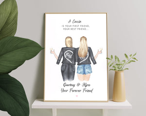 Personalized Picture Personalised Cousin Gift, Cousins Print, Gift for Cousin, Custom Best Friend Gift, Besties Print, Friendship Print, Family Gift, Gift For Her