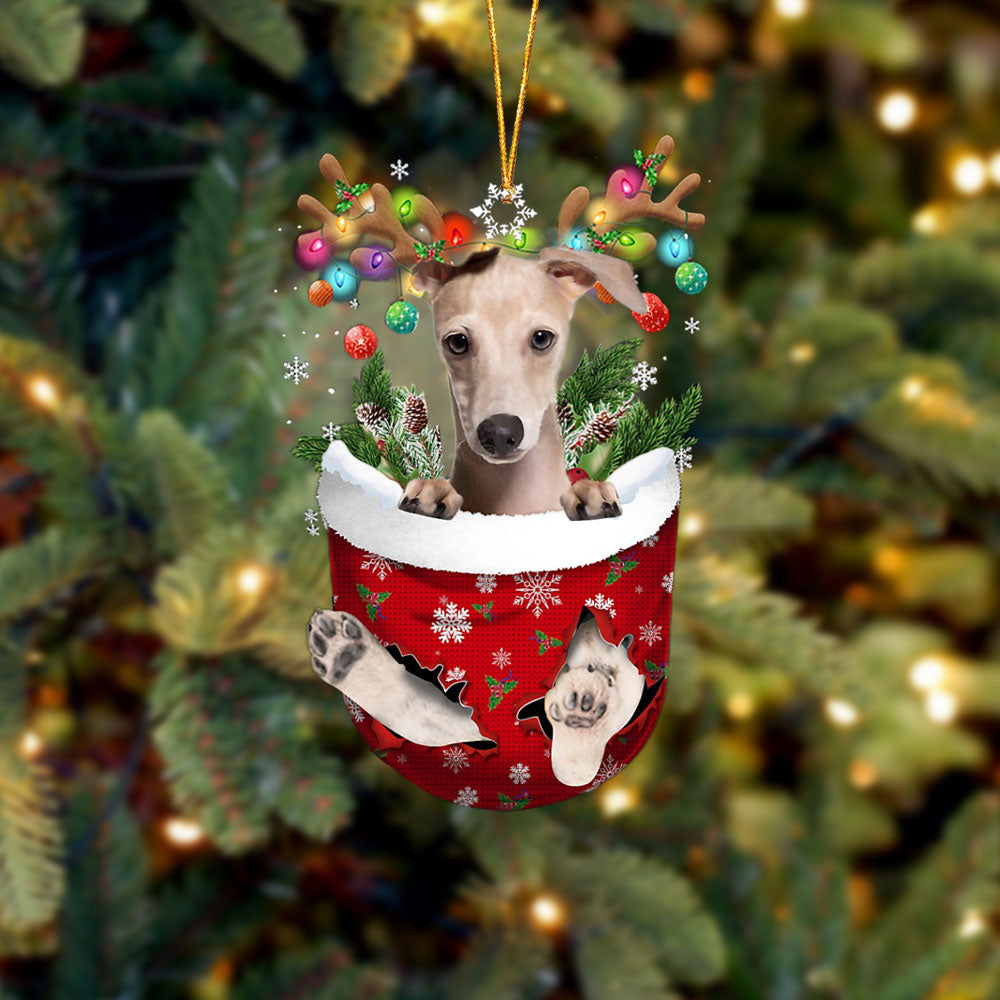 Italian Greyhound In Snow Pocket Christmas Ornament Flat Acrylic Dog Ornament - Best gifts your whole family