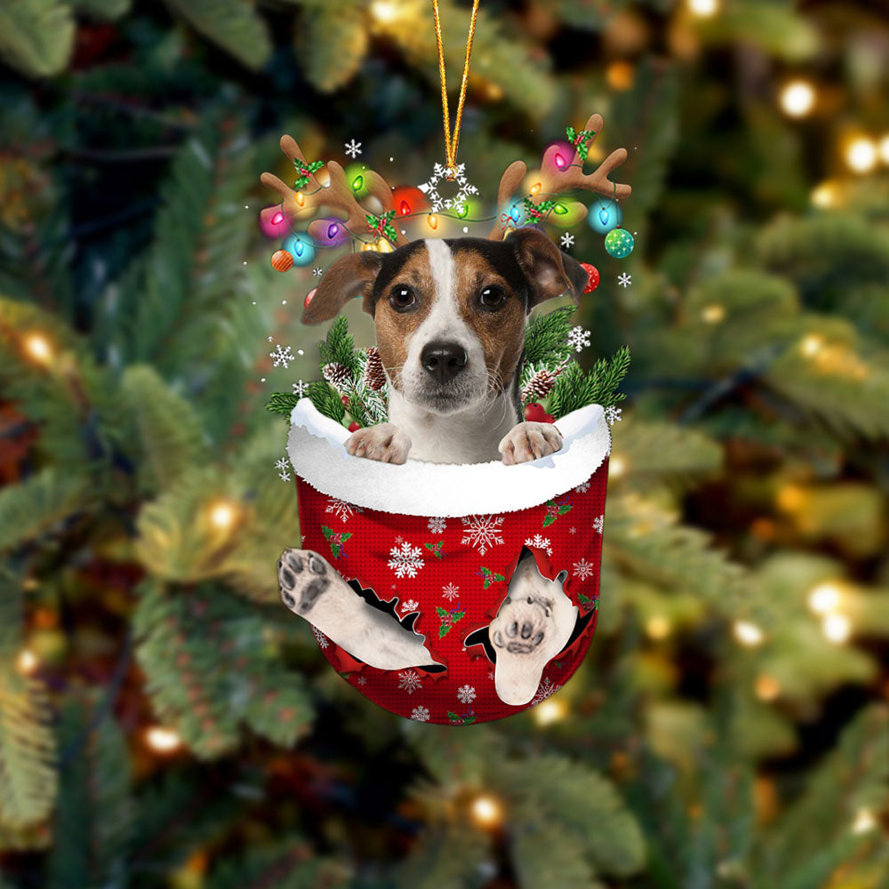 Jack Russell Terrier 1 In Snow Pocket Christmas Ornament Flat Acrylic Dog Ornament - Best gifts your whole family