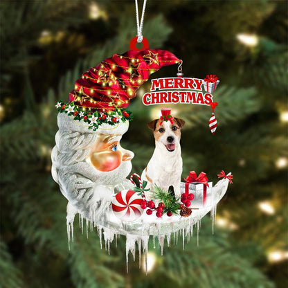 Jack Russell Terrier On The Moon Merry Christmas Hanging Ornament - Best gifts your whole family