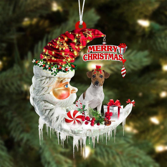 Jack Russell Terrier On The Moon Merry Christmas Hanging Ornamentg - Best gifts your whole family