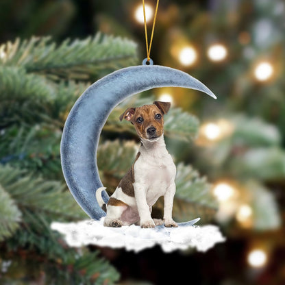 Jack Russell Terrier Sits On The Moon Hanging Ornament Dog Ornament, Car Ornament, Christmas Ornament - Best gifts your whole family