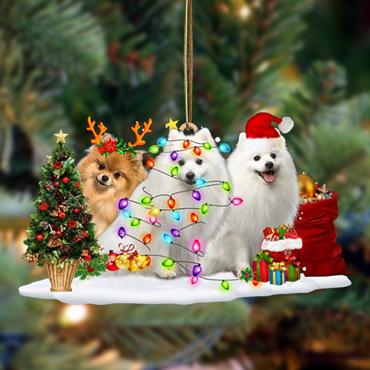 Japanese Spitz-Christmas Dog Friends Hanging Ornament - Best gifts your whole family