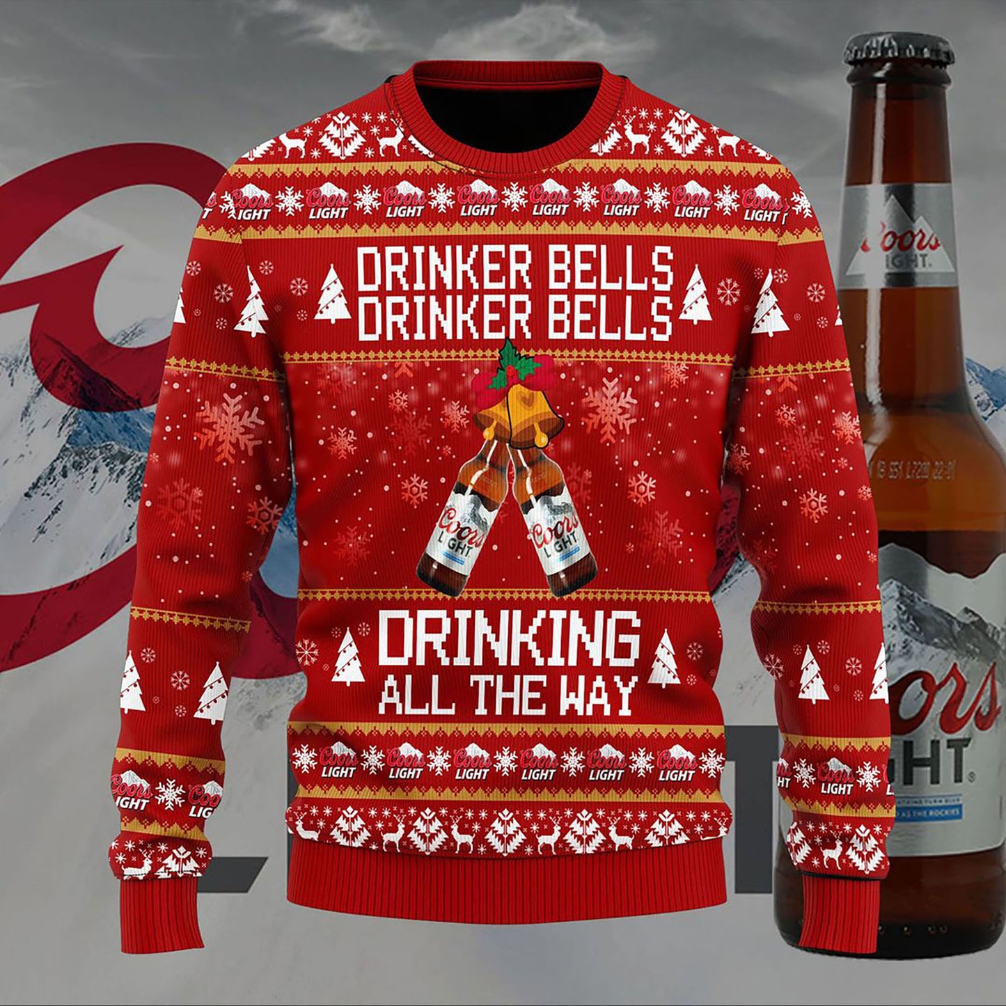 Cloigíní Óil Coors Éadrom Cloigíní Óil Geansaí Óil Ar Aghaidh, Geansaí Gránna Nollag, Bronntanas Nollag, Bronntanas Nollag 2024