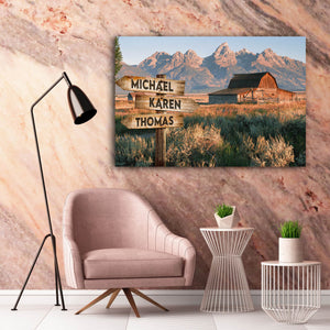 Meadow and House - Street Signs Canvas