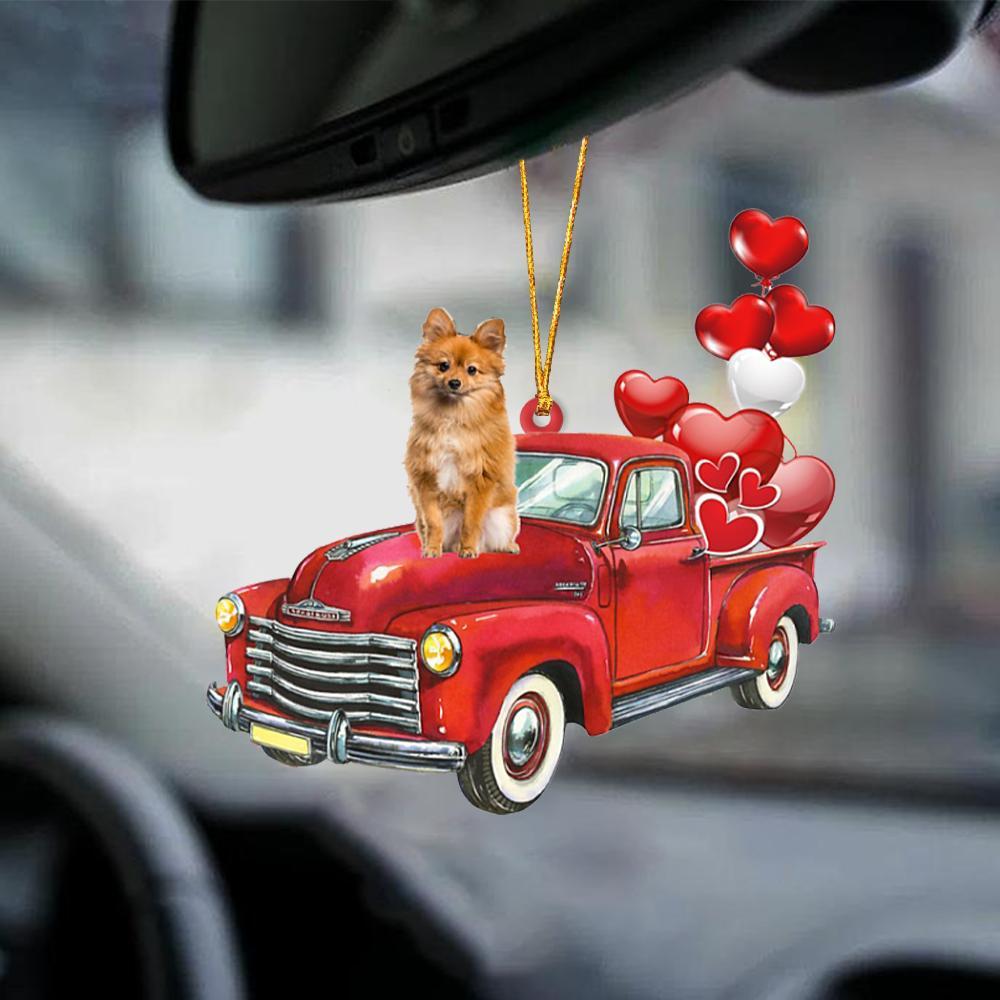 Keeshond-Red Sports Car-Two Sided Ornament - Best gifts your whole family