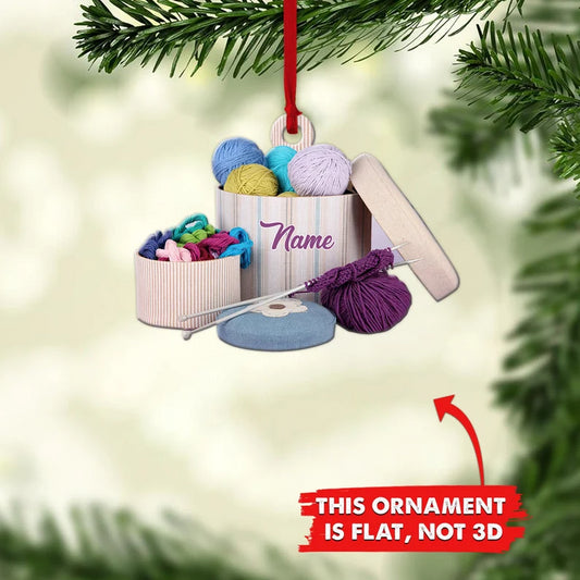 Knitting Crochet Custom Flat Ornament, Knitting Personalized Christmas Ornament, Knitting Lovers Gift - Best gifts your whole family