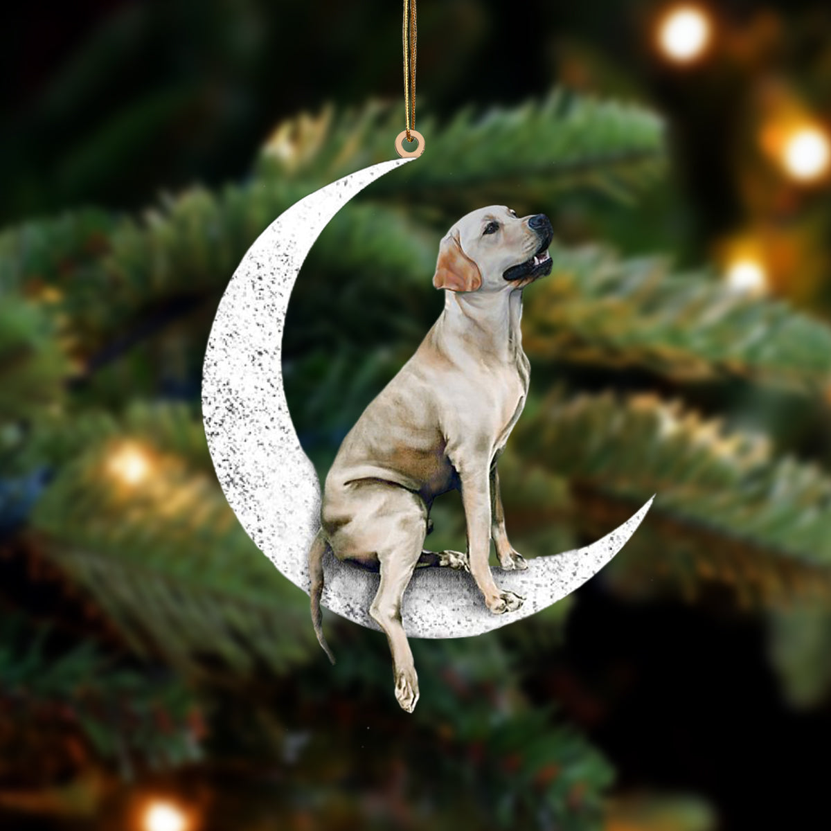 Labrador Retriever Sit On The Moon Two Sided Ornament Dog Hanging Christmas Ornament - Best gifts your whole family