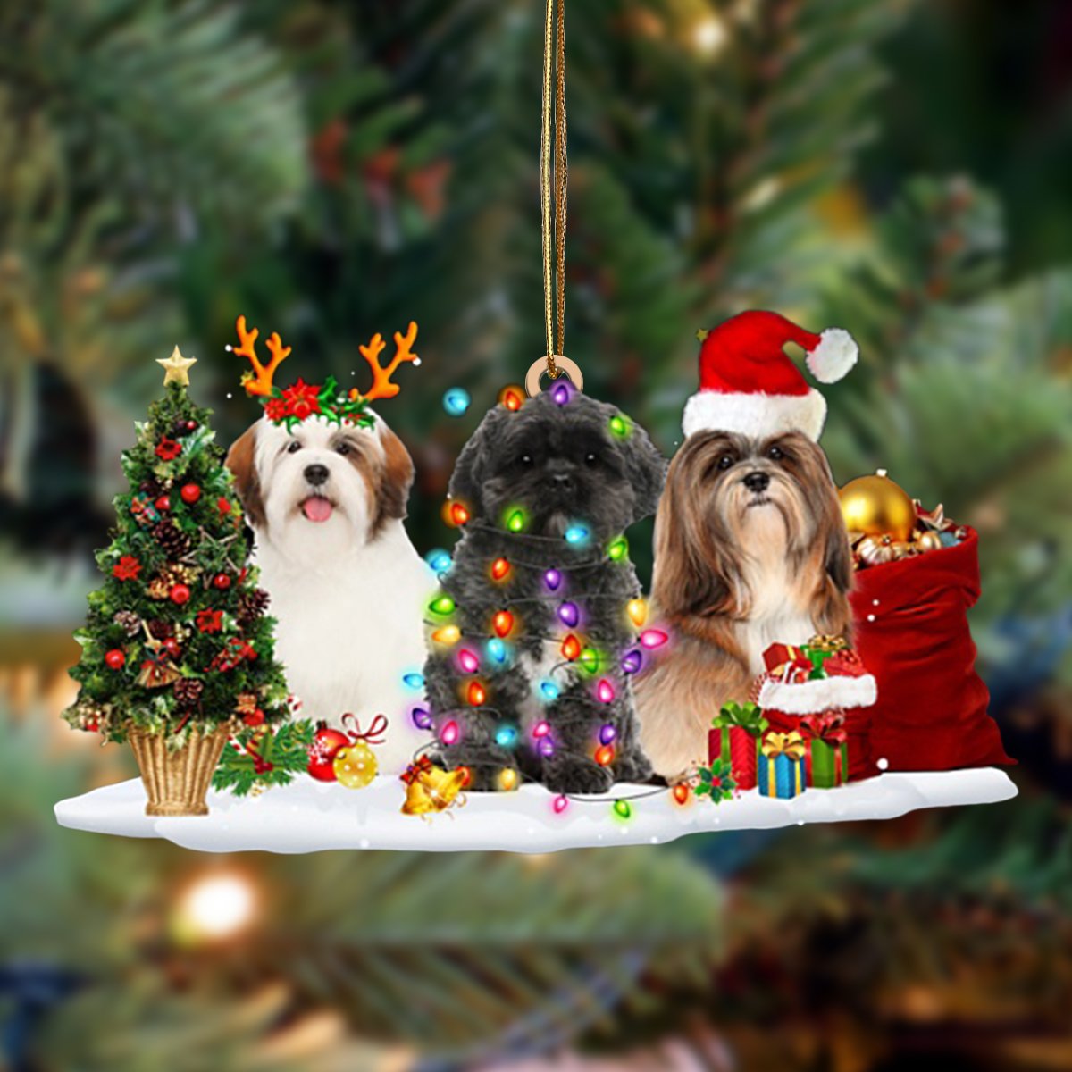 Lhasa Apso-Christmas Dog Friends Hanging Ornament - Best gifts your whole family