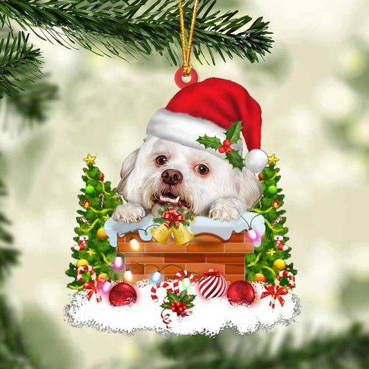 Lhasa Apso In The Chimney Hanging Ornament Dog Christmas Ornament - Best gifts your whole family