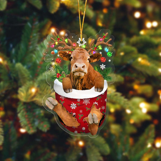 Limousin In Pocket Acrylic Ornament, Farm Christmas Ornament - Best gifts your whole family