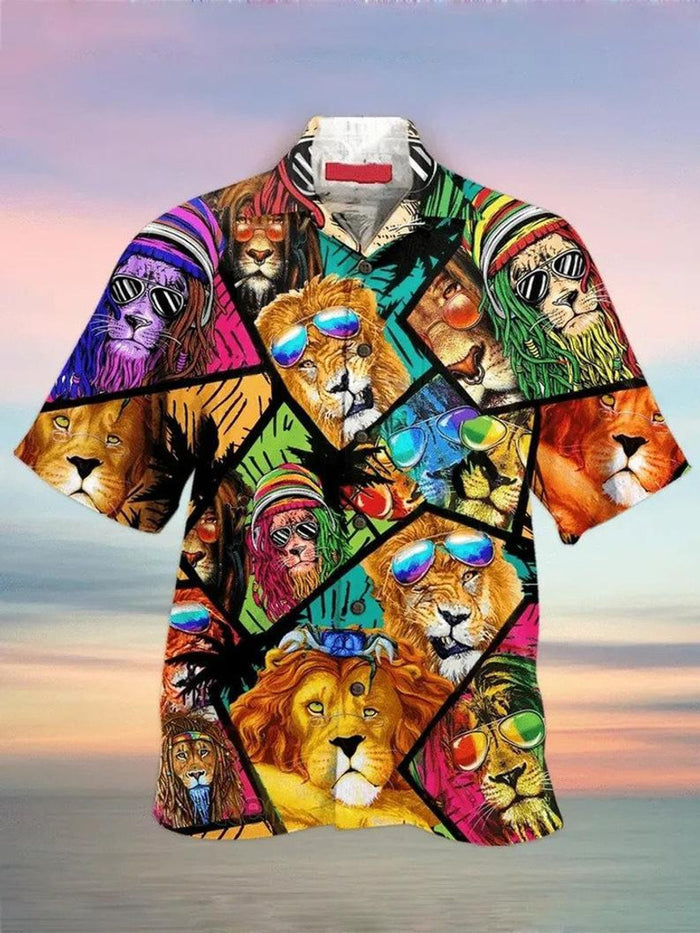 Lion Colorful Hawaiian Shir,Hawaiian Shirt Gift,Christmas Gift