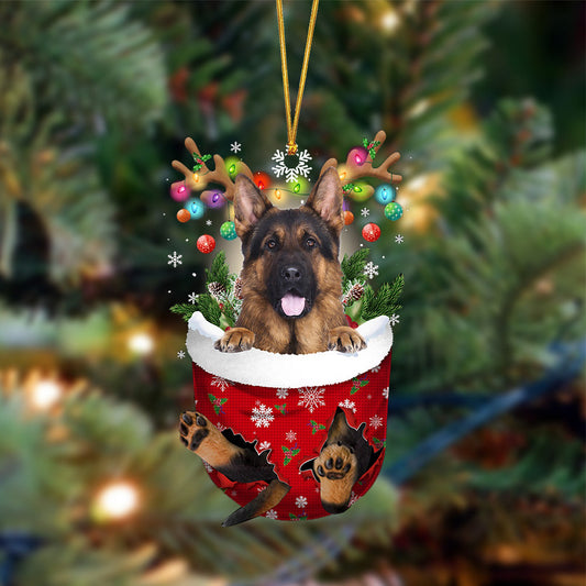 Long Haired German Shepherd-In Christmas Pocket Two Sides Ornament, Christmas Dog Hanging Ornament - Best gifts your whole family