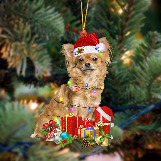 Long haired Tan Chihuahua-Dog Be Christmas Tree Hanging Ornament - Best gifts your whole family