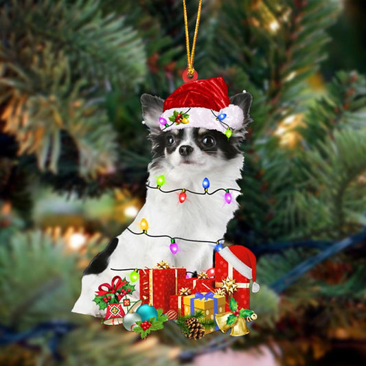 Long haired White Chihuahua-Dog Be Christmas Tree Hanging Ornament, Christmas Ornament, Car Ornament - Best gifts your whole family