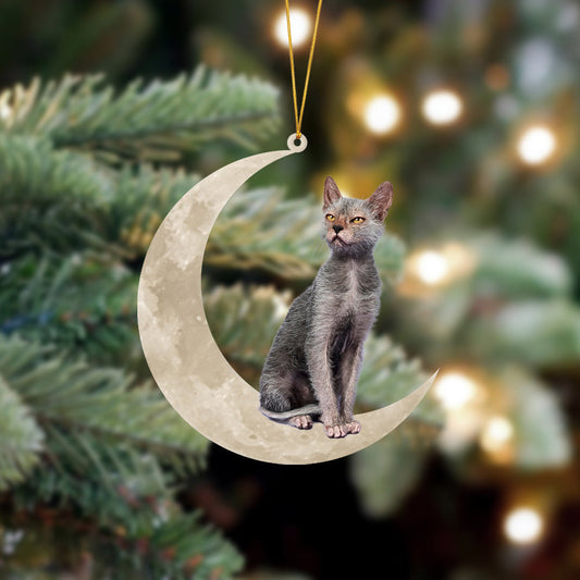 Lykoi Cat Sits On The Moon Hanging Ornament Cat Christmas Acrylic Ornament - Best gifts your whole family