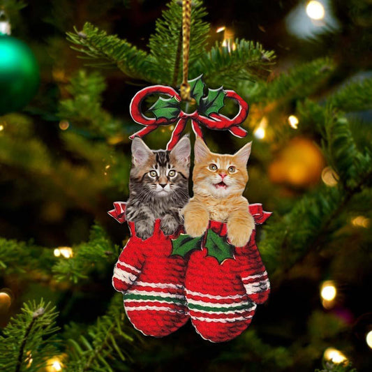 Maine Coon Inside Your Gloves Christmas Holiday-Two Sided Ornament, Christmas Ornament, Car Ornament - Best gifts your whole family