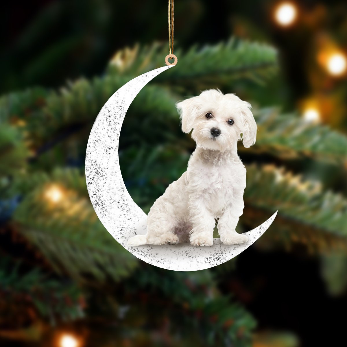 Maltese 2-Sit On The Moon-Two Sided Ornament - Best gifts your whole family