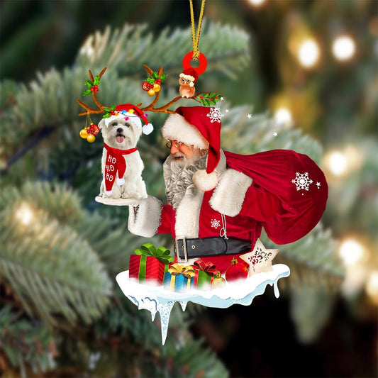Maltese And Santa Claus Christmas Ornament Godmerc - Best gifts your whole family