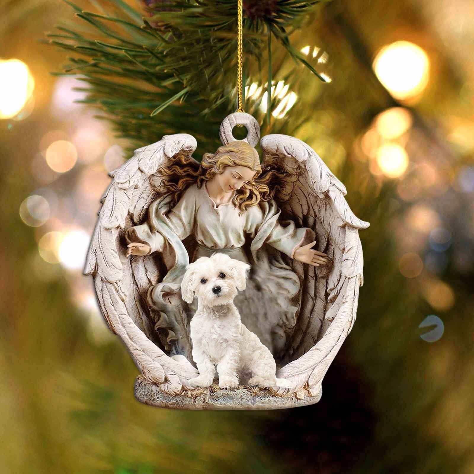 Maltese-Angel Hug Winter Love Two Sided Ornamentg - Best gifts your whole family