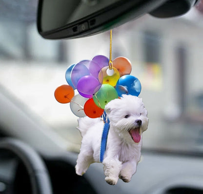 Maltese Fly With Bubbles Dog Hanging Ornament Dog Ornament Godmerc - Best gifts your whole family