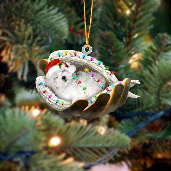 Maltese Sleeping Angel In God Hand Christmas Ornament Godmerch Ornament - Best gifts your whole family