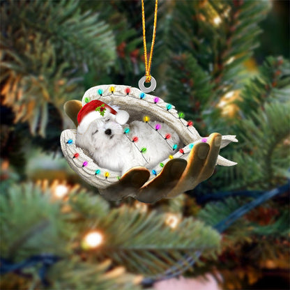 Maltese Sleeping Angel In God Hand Christmas Ornament Godmerch Ornament - Best gifts your whole family