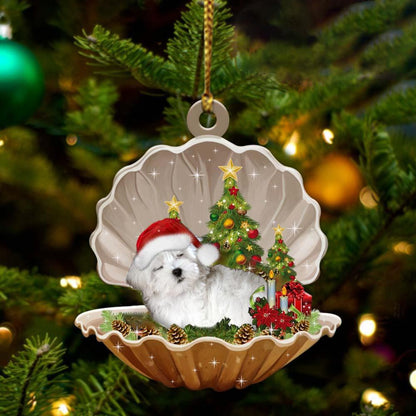 Maltese-Sleeping Pearl In Christmas Two Sided Ornament - Best gifts your whole family