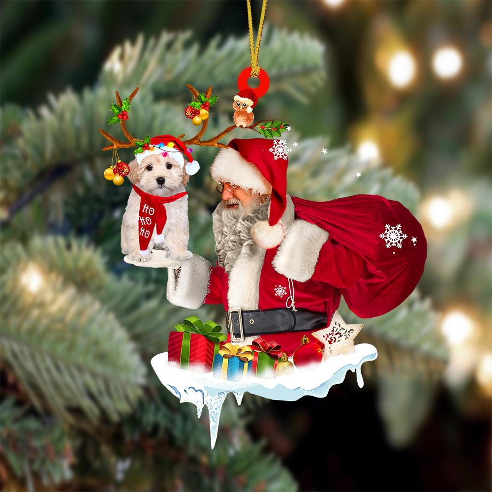 Maltipoo And Santa Claus Christmas Ornament Godmerc - Best gifts your whole family