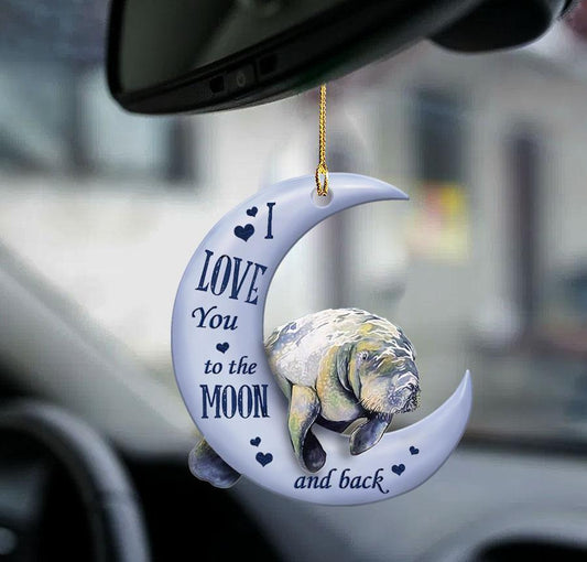 Manatees moon back manatees lover two sided ornaments - Best gifts your whole family