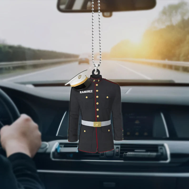 Marine Military Uniform On A Clothes Hanger Personalized Flat Ornament - Two Sided Ornament - Best gifts your whole family