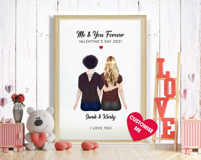 Me and You Forever Valentine's Day, Canvas-Poster-Digital file meaningful gift, Loving LGBT gifts, Couple gift, Art Print loves gift