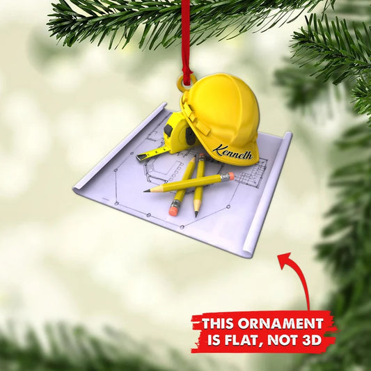 Mechanic Civil Engineer Personalized Flat Ornaments, Custom Mechanic Hat Christmas Ornament - Best gifts your whole family