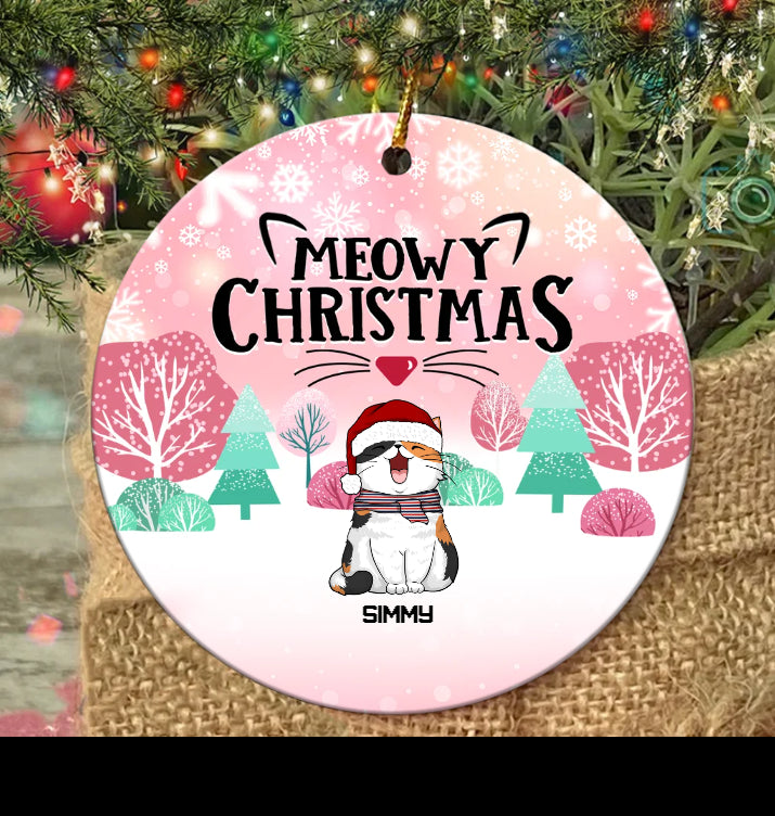 Meowy Christmas Custom Ceramic Ornament - Best gifts your whole family
