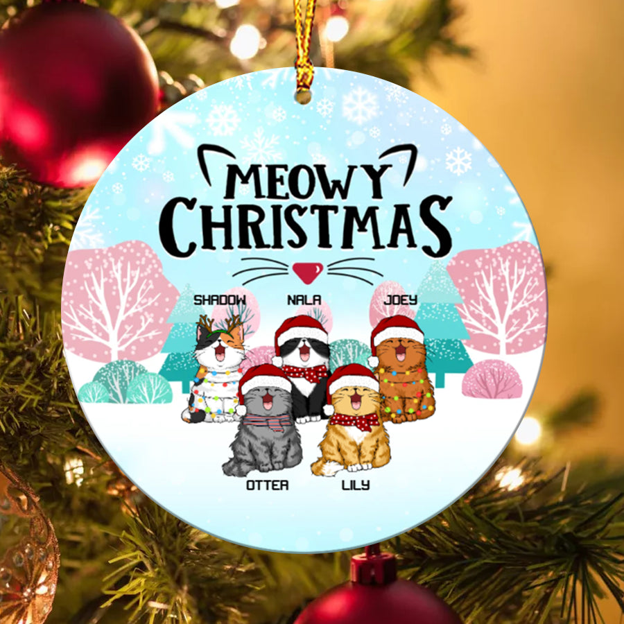 Meowy Christmas Custom Ceramic Ornament - Best gifts your whole family