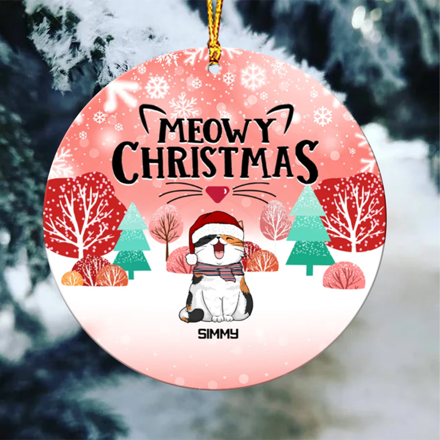 Meowy Christmas Custom Ceramic Ornament - Best gifts your whole family