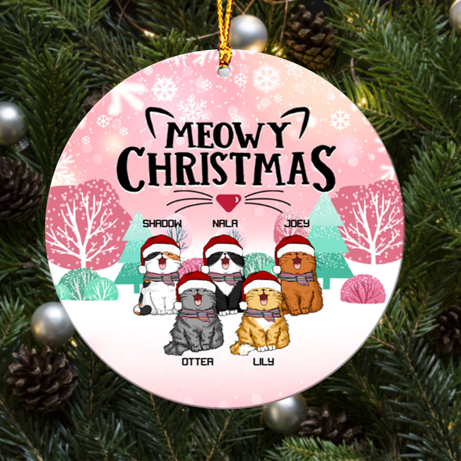Meowy Christmas Custom Ceramic Ornament - Best gifts your whole family