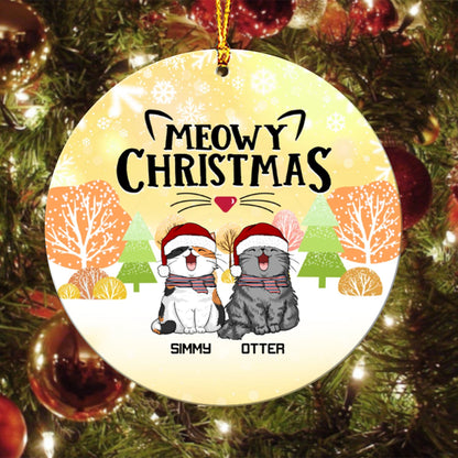 Meowy Christmas Custom Ceramic Ornament - Best gifts your whole family